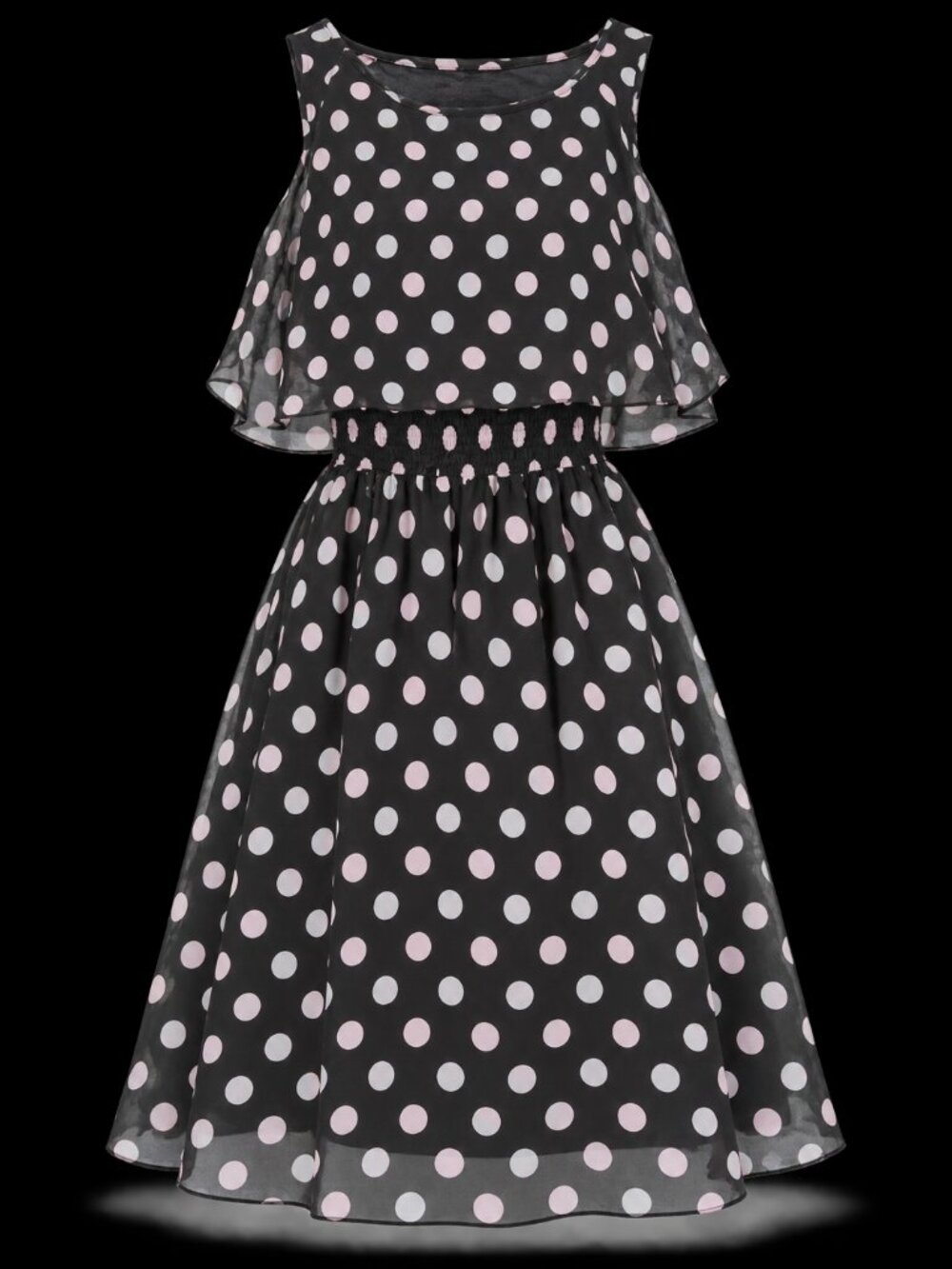 Robert Louis Women’s Size L Polka Dot Chiffon Fit & Flare Midi Dress NWT